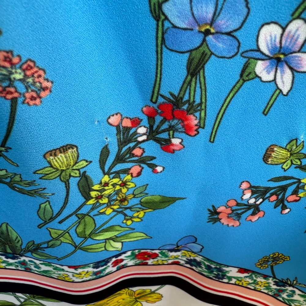 Alice + Olivia Floral Mini Dress - Blue and Black SZ L - Picture 14 of 14